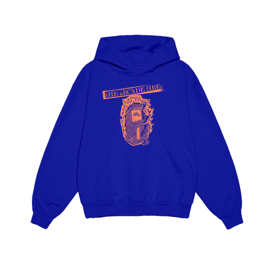 Arcade Fire - Unisex Funeral Blue Hoodie with orange Arcade Fire print